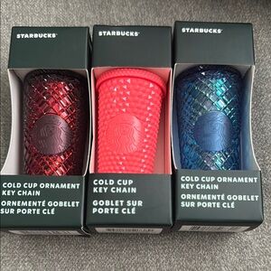 Starbucks Vibrant Cold Cup Key Chains Trio